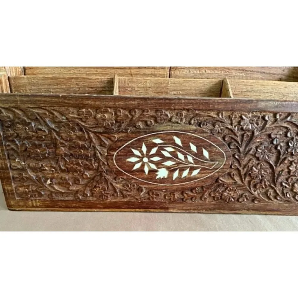 handmade Hand carved India Letter Holder